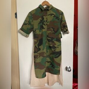Home Made Camo Button Down Tunic Medium